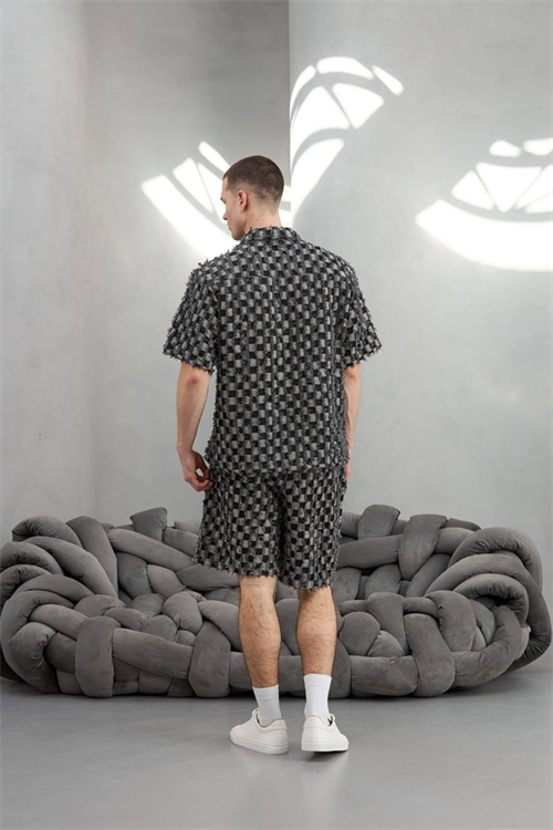 Wholesale Mens Black Shirt and Shorts Set