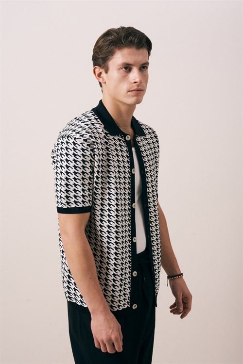 Wholesale Mens Black Knit Shirt