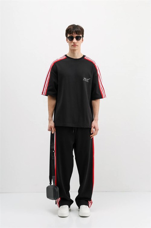 Wholesale Mens Black T-Shirt and Pants Set
