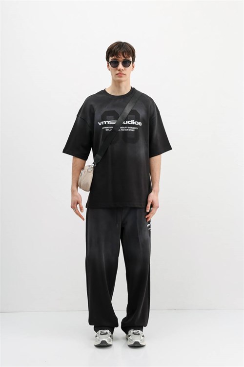 Wholesale Mens Black T-Shirt and Pants Set