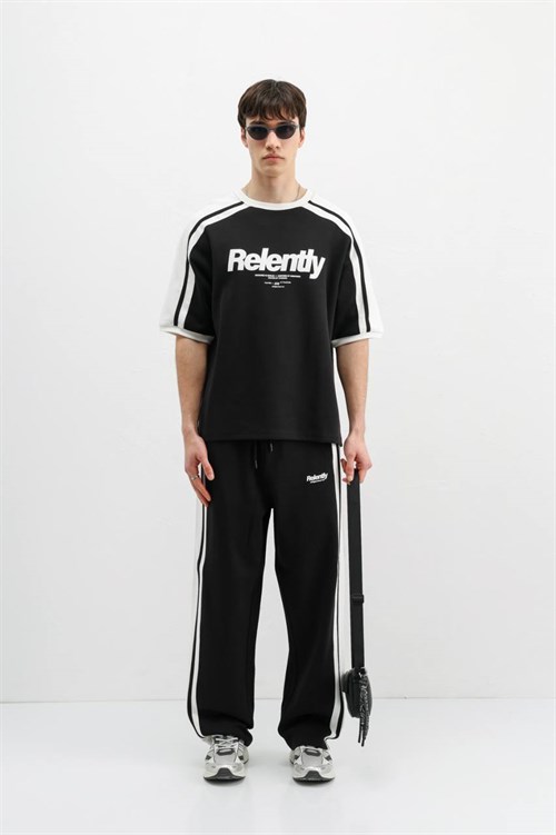 Wholesale Mens Black T-Shirt and Pants Set