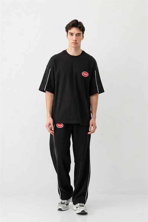 Wholesale Mens Black T-Shirt and Pants Set