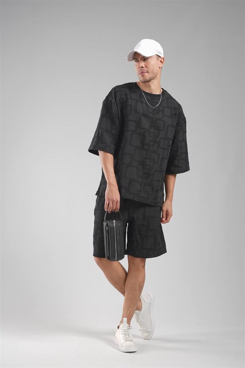 Wholesale Mens Black T-Shirt and Shorts Set