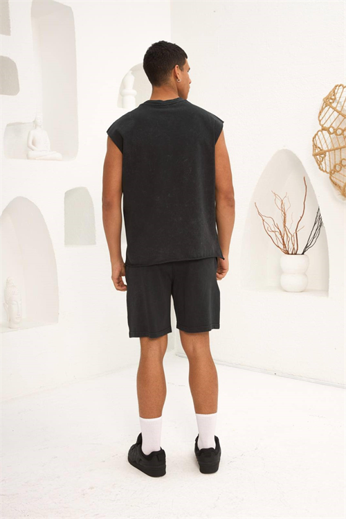 Wholesale Mens Black T-Shirt and Shorts Set