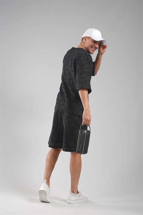Wholesale Mens Black T-Shirt and Shorts Set