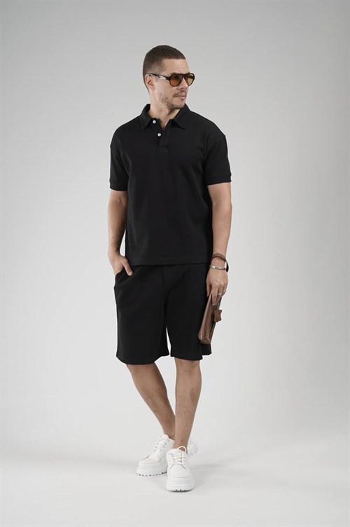 Wholesale Mens Black T-Shirt and Shorts Set