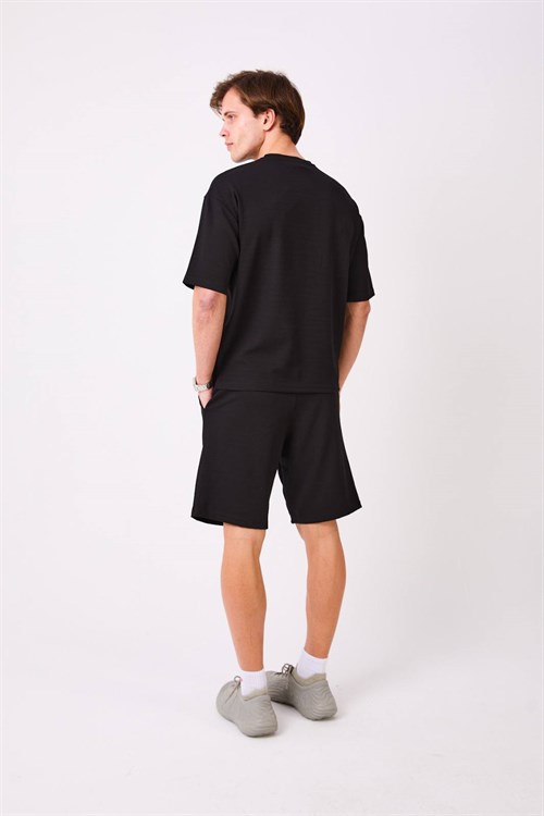 Wholesale Mens Black T-Shirt And Short Set