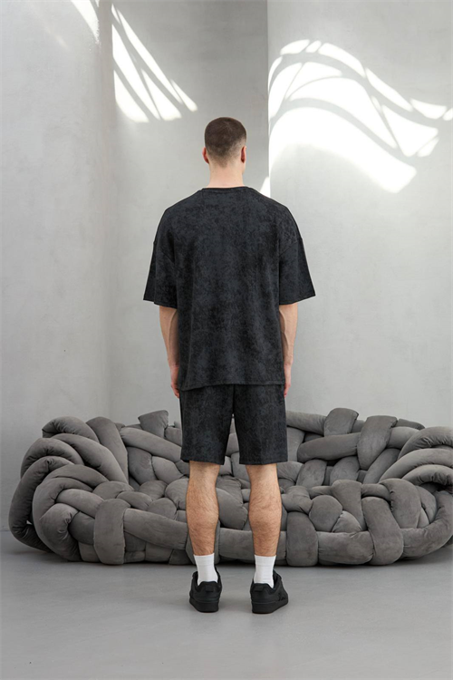 Wholesale Mens Black T-shirt and Shorts Set