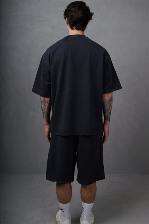 Wholesale Mens Black T-Shirt and Shorts Set