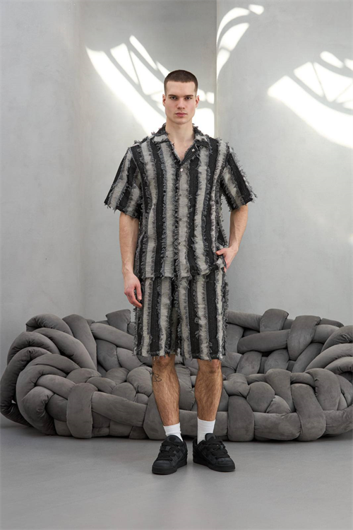 Wholesale Mens Black Shirt and Shorts Set