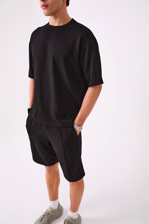 Wholesale Mens Black T-Shirt And Short Set
