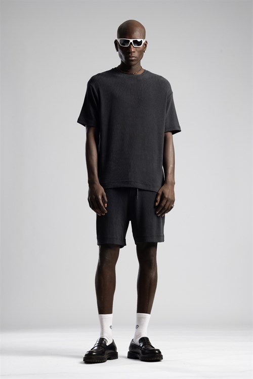 Wholesale Mens Black T-Shirt and Shorts Set