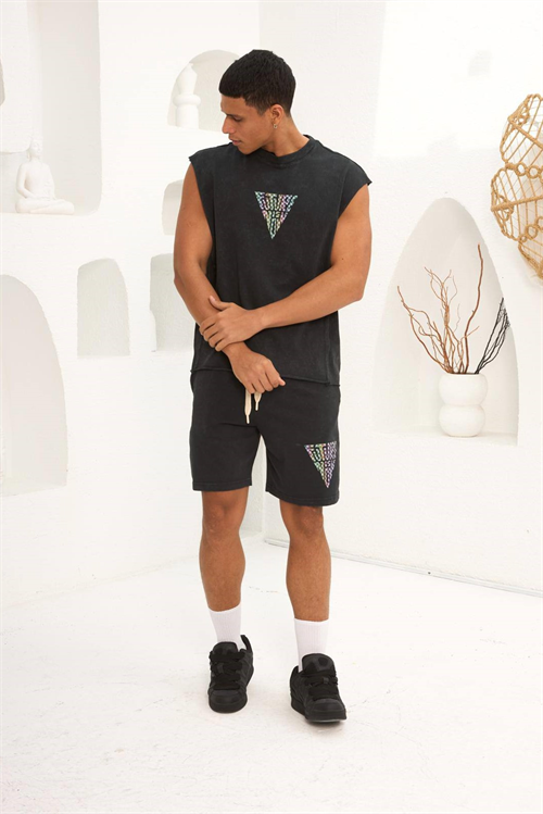 Wholesale Mens Black T-Shirt and Shorts Set