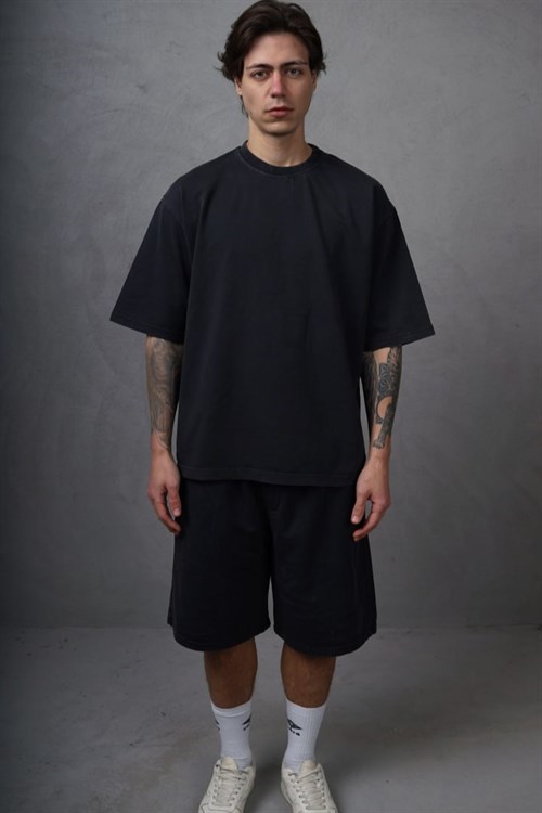 Wholesale Mens Black T-Shirt and Shorts Set