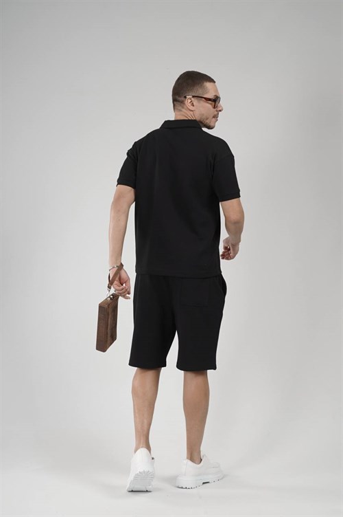 Wholesale Mens Black T-Shirt and Shorts Set