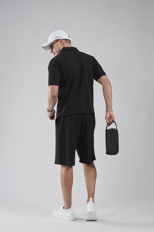 Wholesale Mens Black T-Shirt and Shorts Set