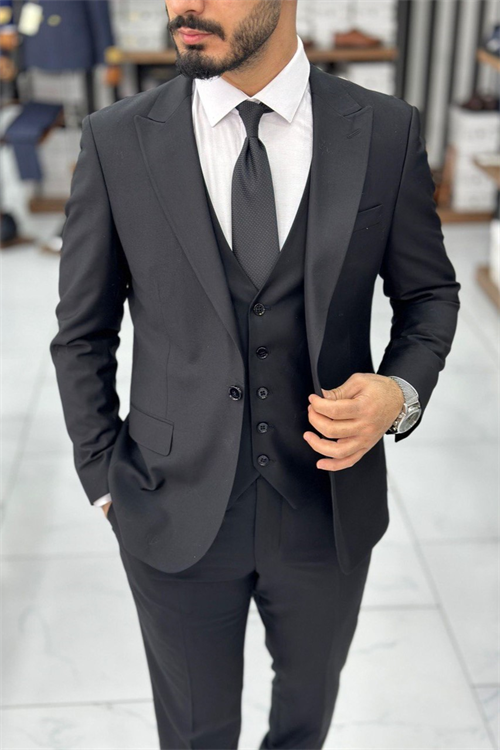 Wholesale Mens Black Three-Piece Suit