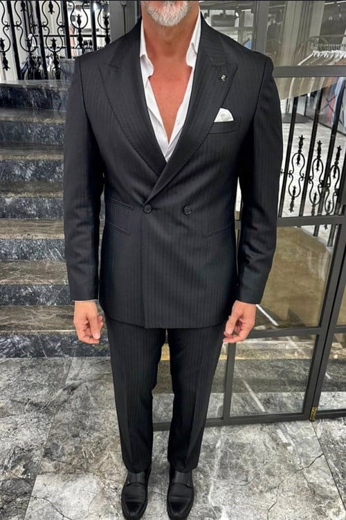 Wholesale Men's Black Two-Piece Suit 1702W26-0524