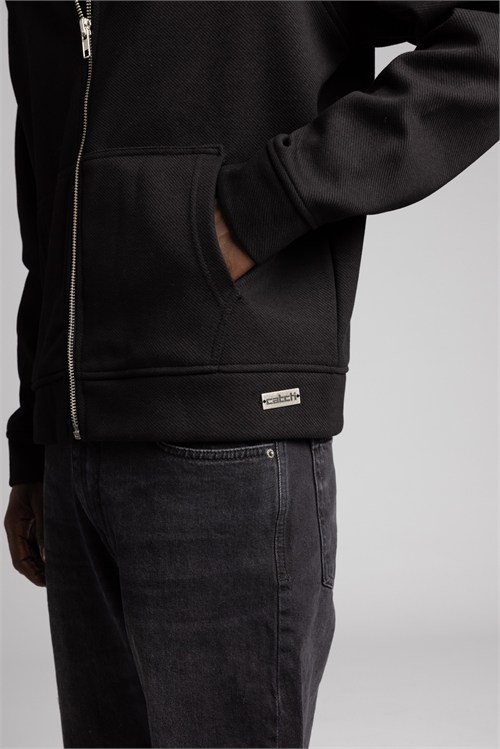 Wholesale Mens Black Zip Sweatshirt 
