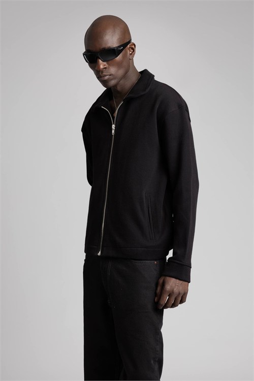 Wholesale Mens Black Zip Sweatshirt 