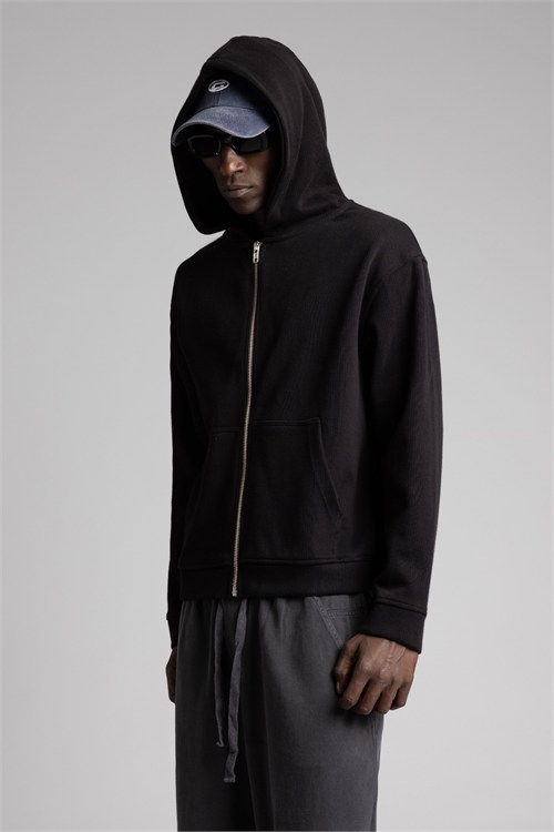 Wholesale Mens Black Zip Sweatshirt 