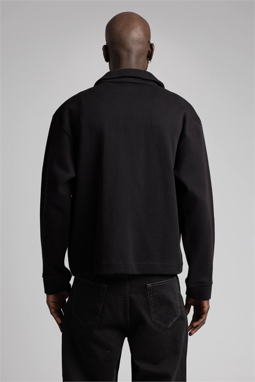 Wholesale Mens Black Zip Sweatshirt 