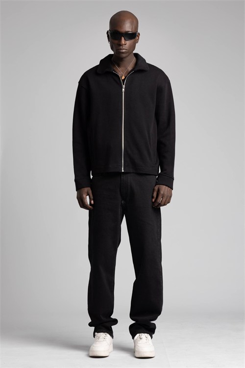 Wholesale Mens Black Zip Sweatshirt 
