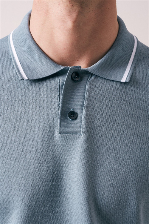 Wholesale Mens Blue Knit Polo Shirt