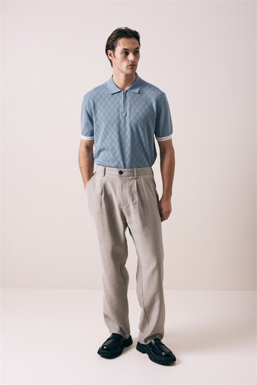 Wholesale Mens Blue Knit Polo Shirt