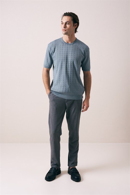 Wholesale Mens Blue Knit T-Shirt