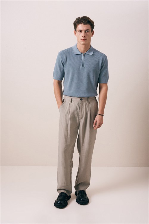Wholesale Mens Blue Knit T-Shirt