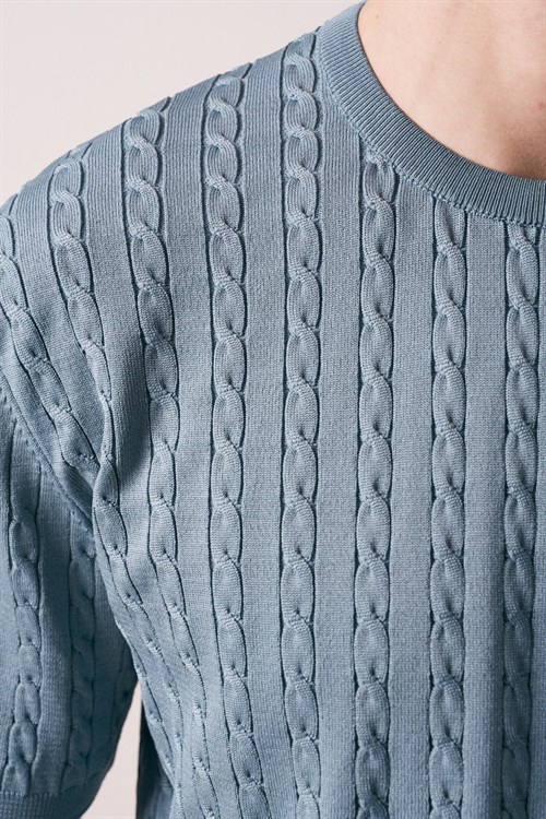 Wholesale Mens Blue Knit T-Shirt