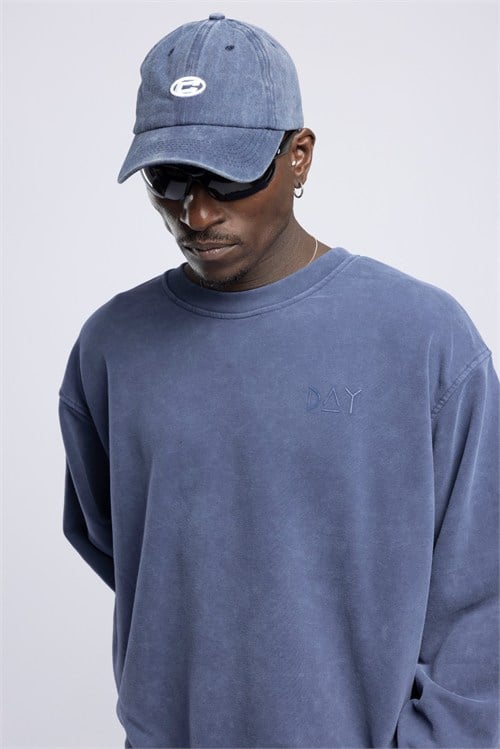 Wholesale Mens Blue Printed Sweatshirt 