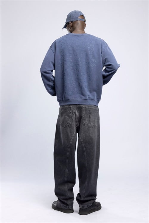Wholesale Mens Blue Printed Sweatshirt 
