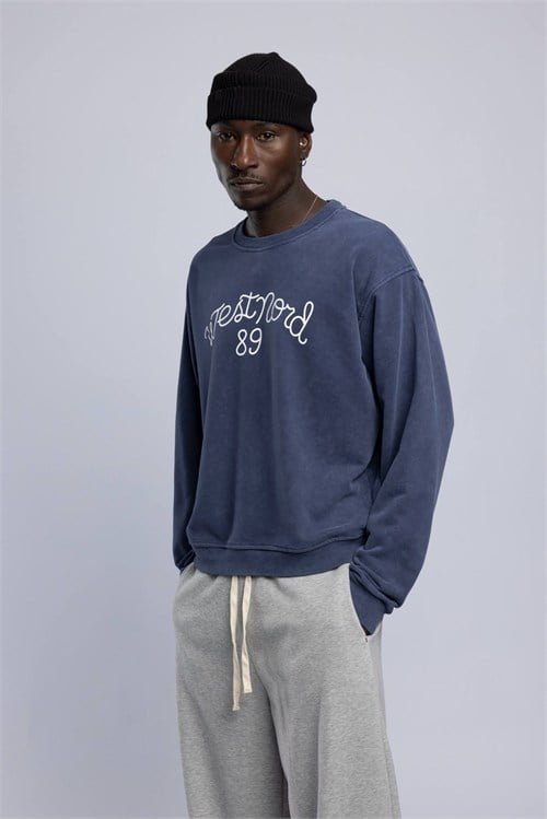 Wholesale Mens Blue Printed Sweatshirt 