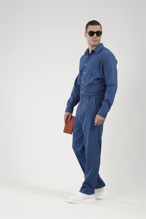 Wholesale Mens Blue Shirt and Pants Set
