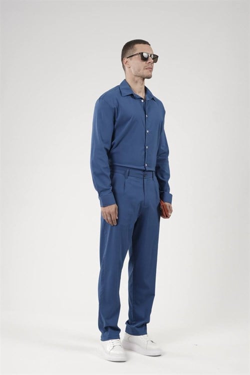 Wholesale Mens Blue Shirt and Pants Set