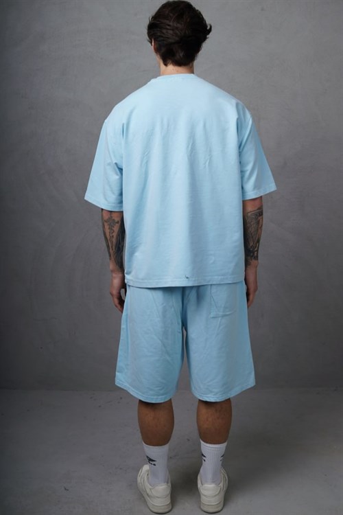 Wholesale Mens Blue T-Shirt and Shorts Set