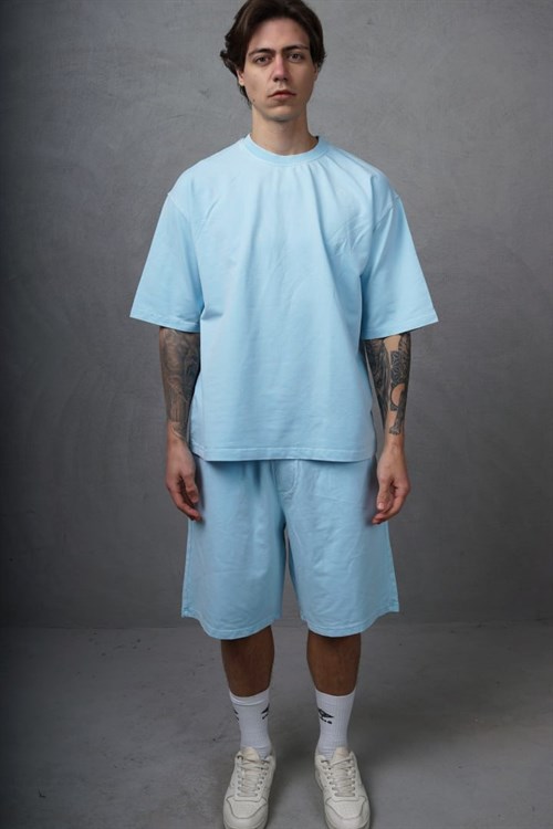 Wholesale Mens Blue T-Shirt and Shorts Set