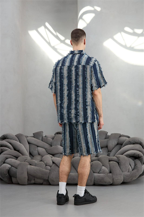 Wholesale Mens Blue Shirt and Shorts Set