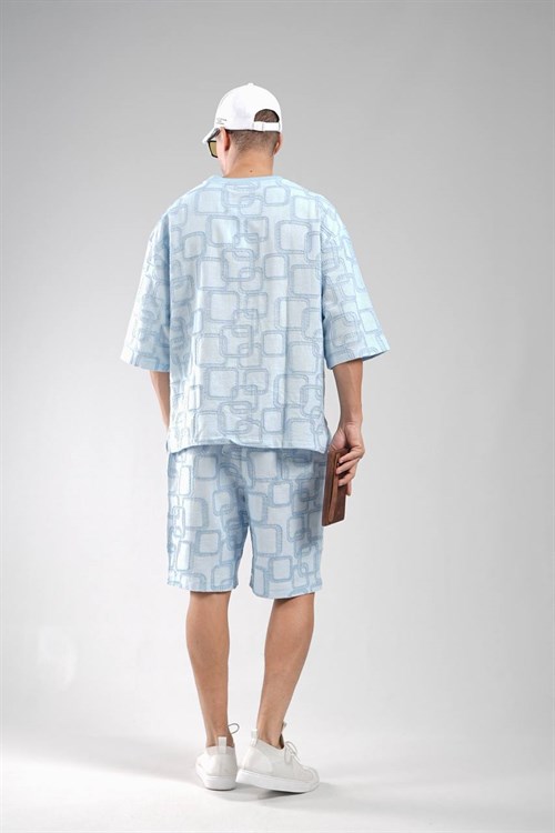 Wholesale Mens Blue T-Shirt and Shorts Set