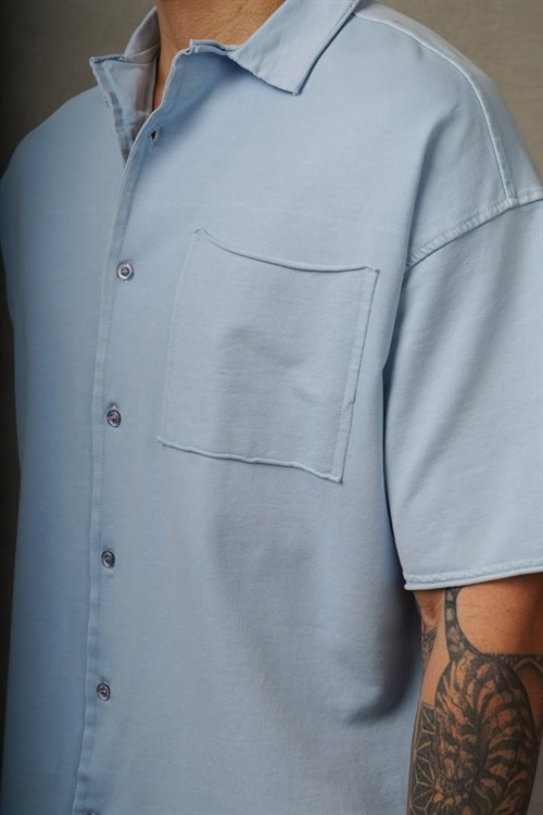 Wholesale Mens Blue Shirt and Shorts Set