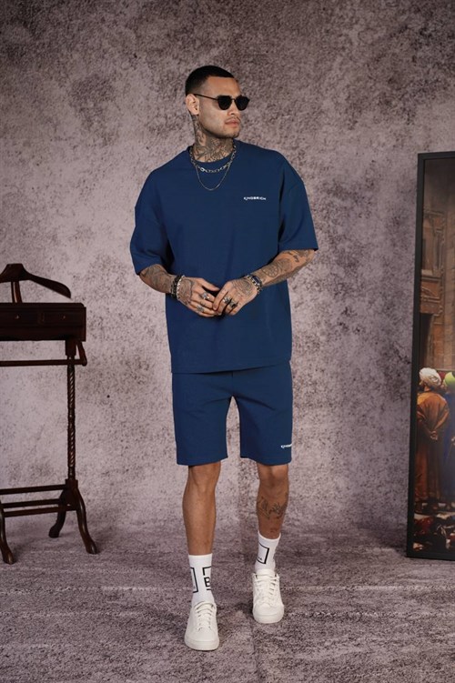 Wholesale Mens Blue T-Shirt and Shorts Set