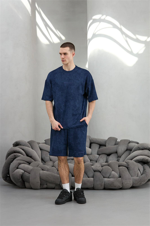 Wholesale Mens Blue T-shirt and Shorts Set