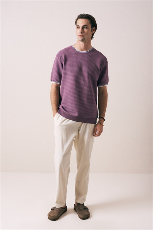 Wholesale Mens Blush Knit Crew-Neck T-Shirt