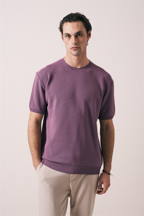 Wholesale Mens Blush Knit Crew-Neck T-Shirt