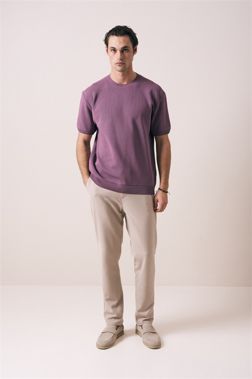 Wholesale Mens Blush Knit Crew-Neck T-Shirt