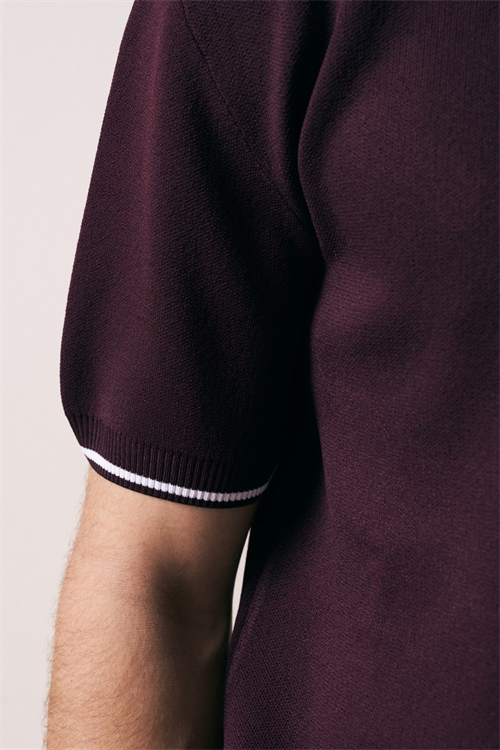 Wholesale Mens Bordeaux Knit Crew-Neck T-Shirt