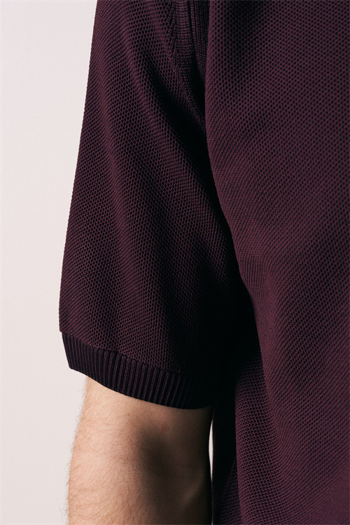 Wholesale Mens Bordeaux Knit Crew-Neck T-Shirt