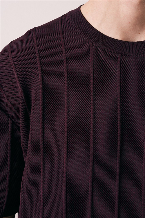 Wholesale Mens Bordeaux Knit Crew-Neck T-Shirt